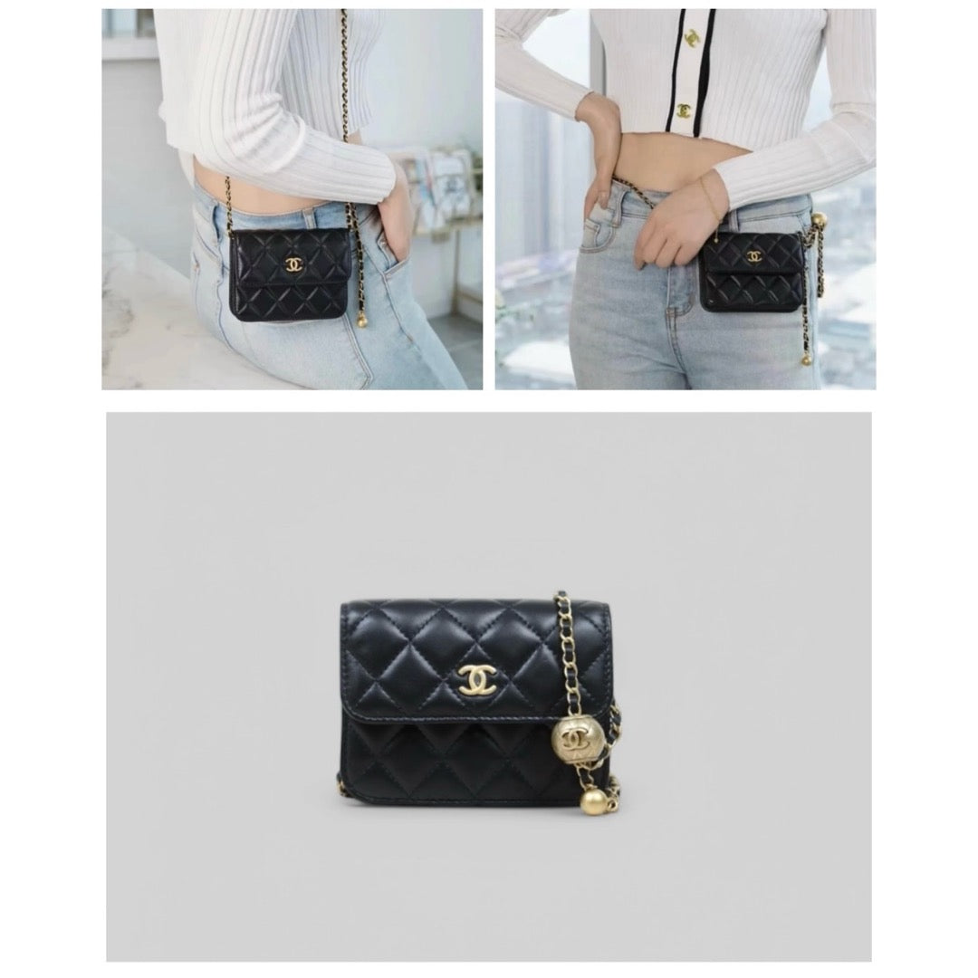 Excellent（Rank SA）｜ CHANEL Lambskin Leather Matrasse Chain mini Bag Made In 2020～2021Year｜H25022411