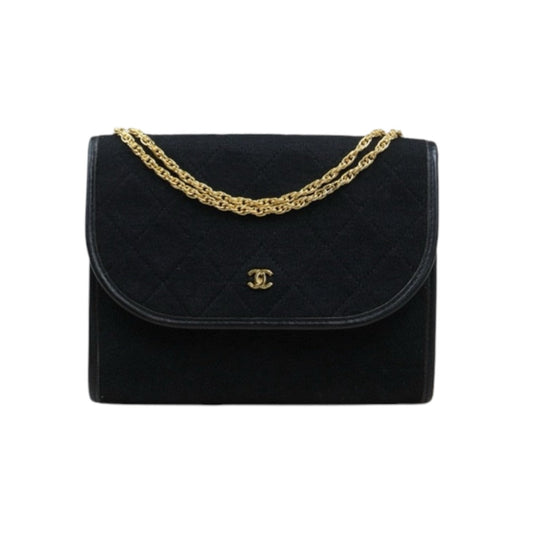 Very Good ( Rank A)｜ CHANEL Mini Coco Mark Matrasse Canvas Chain Shoulder Bag Black｜25032704