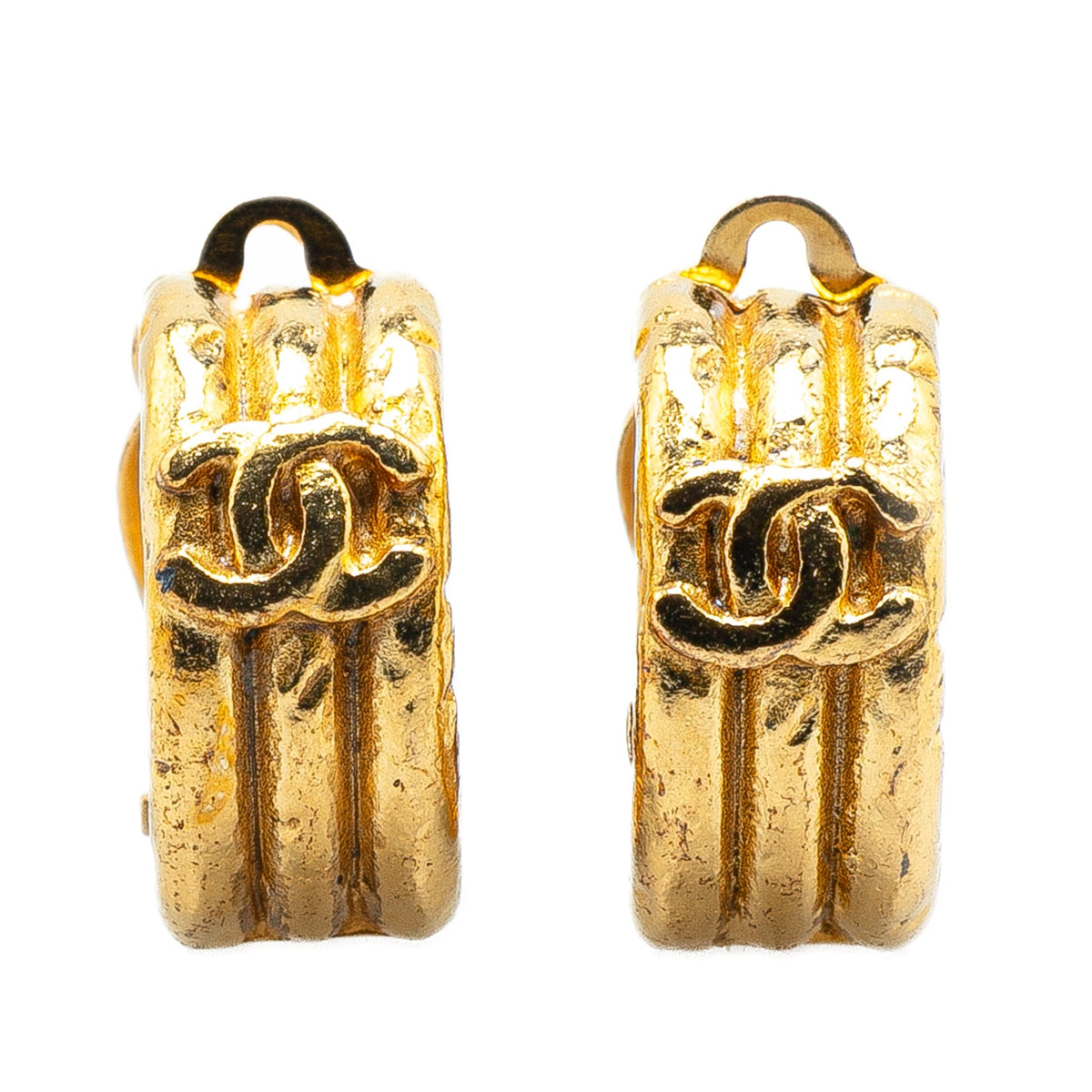 Gold Chanel Gold Plated CC Clip On Earrings