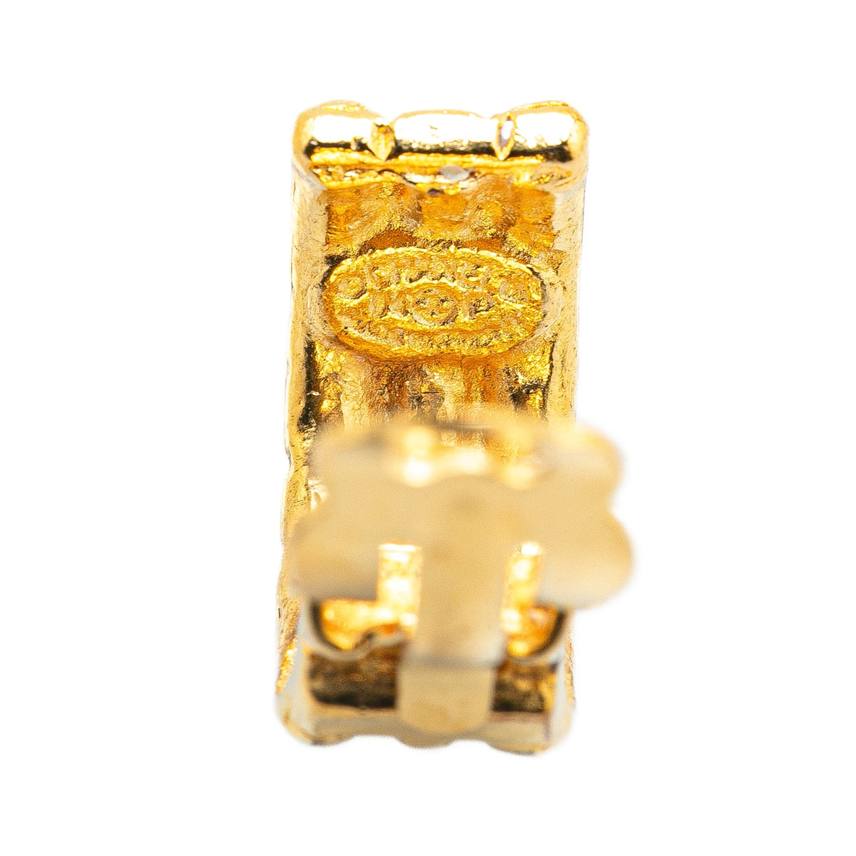 Gold Chanel Gold Plated CC Clip On Earrings