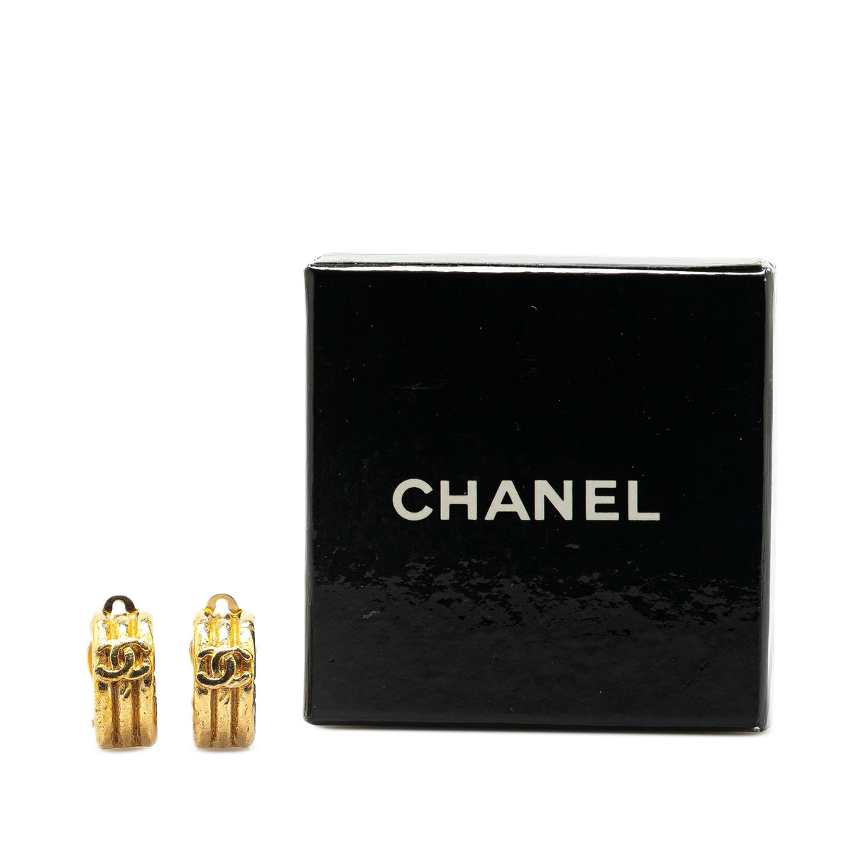 Gold Chanel Gold Plated CC Clip On Earrings