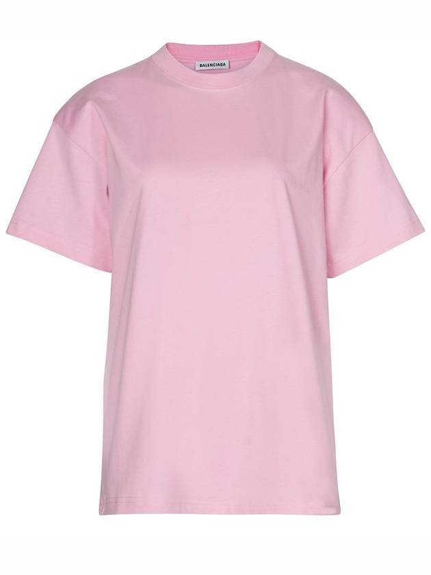 Luxury Balenciaga  Women's Logo Cotton Short Sleeve T-Shirt Pink