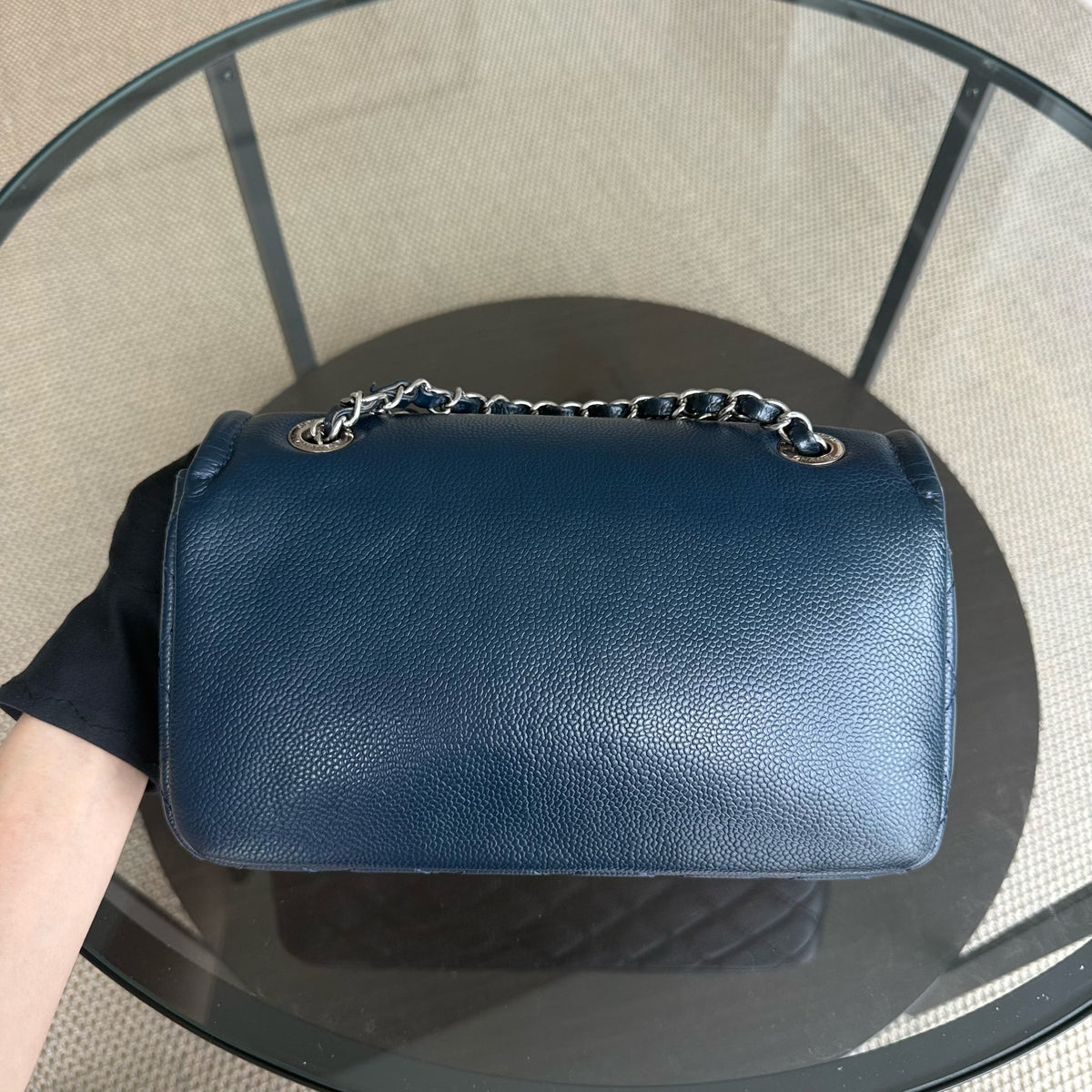 Chanel Seasonal Timeless CC Flap - Caviar 24CM Dark Blue Silver Hardware Series 15