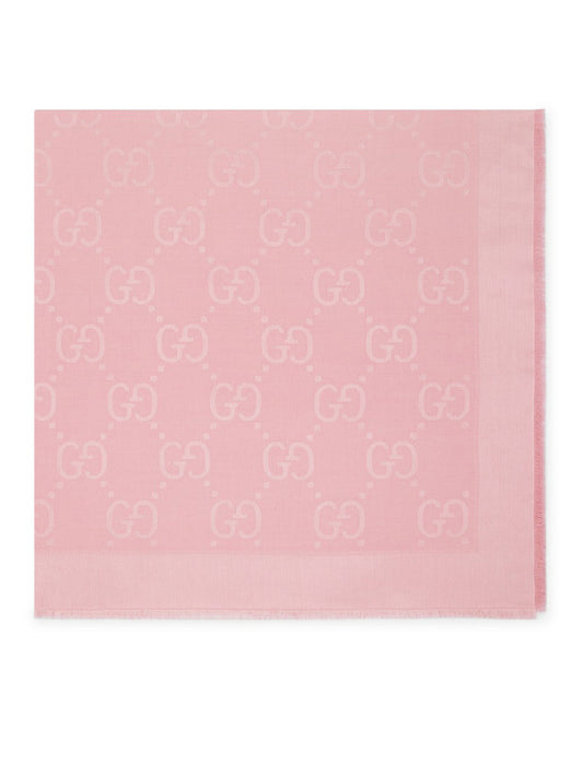 Gucci Women Jacquard Wool And Silk Shawl With Gg Motif