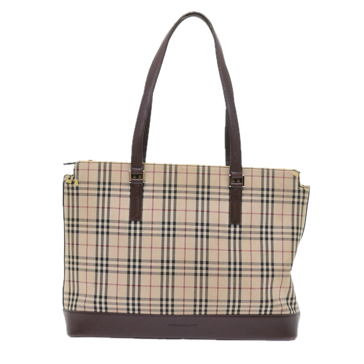 BURBERRY Nova Check Tote Bag Nylon Canvas Beige Auth 56398