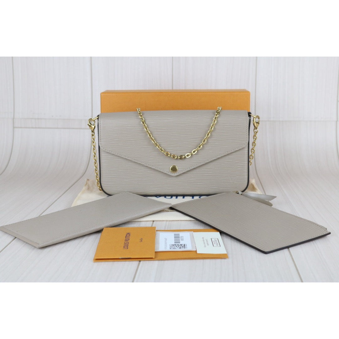 Excellent（Rank SA）｜LV Epi Pochette Felicie Shoulder Bag Grey｜X25030709