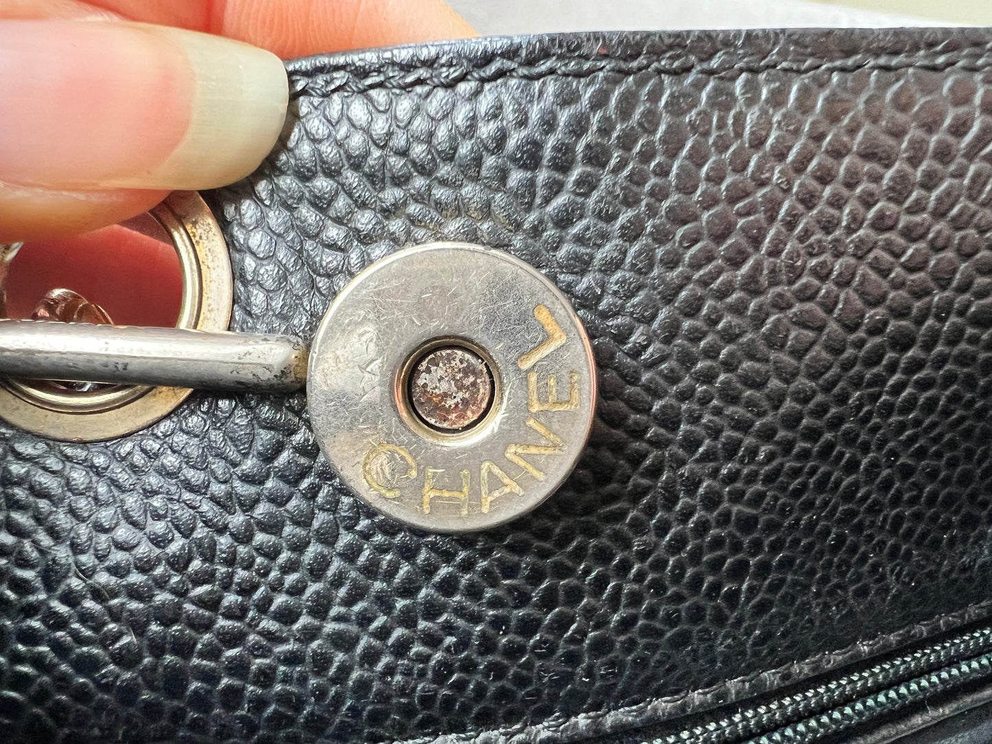 Chanel Vintage Black Caviar Chain Tote with 24k Gold Hardware