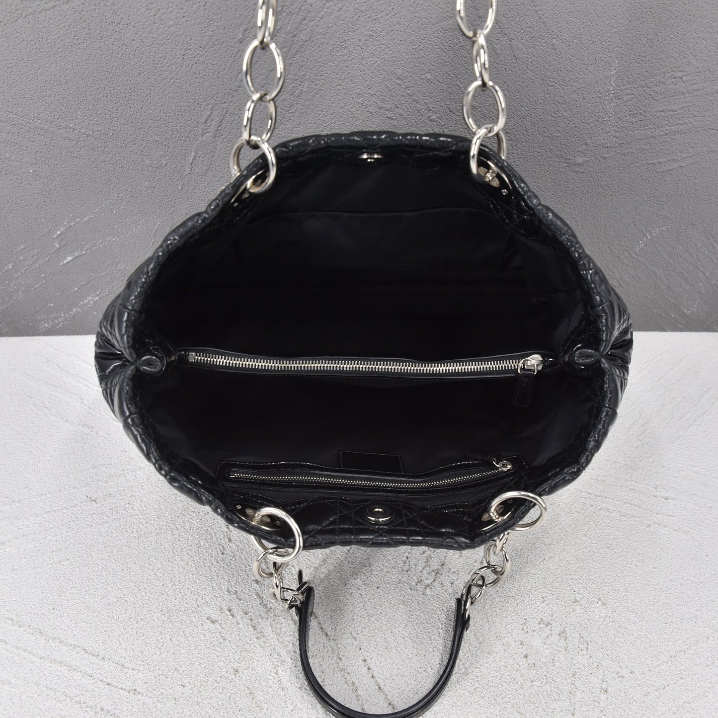 Cannage Patent Leather Shopping Tote