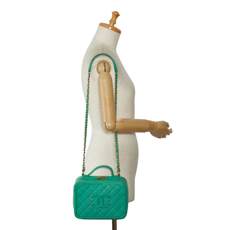 Chanel Matrases Coco Handbag Vanity Bag Shoulder Bag 2WAY Green Caviar S  CHANEL