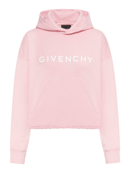 Givenchy Women Givenchy Archetype Short Hooded Sweatshirt In Brushed Fabric