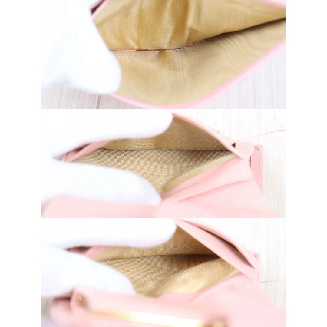 Good ( Rank AB)｜CHANEL Caviar Skin Calf Leather  Wallet Pink Made In 2003-2004 Year｜S25032620