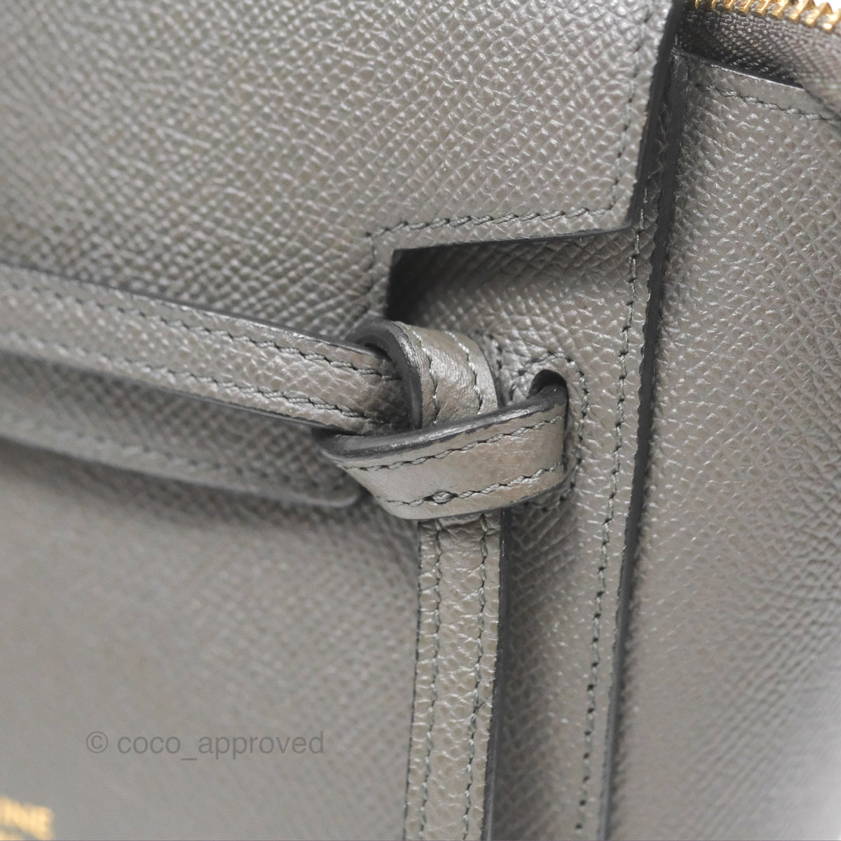 Celine Pico Belt Bag Grey Grained Calfskin Gold Hardware