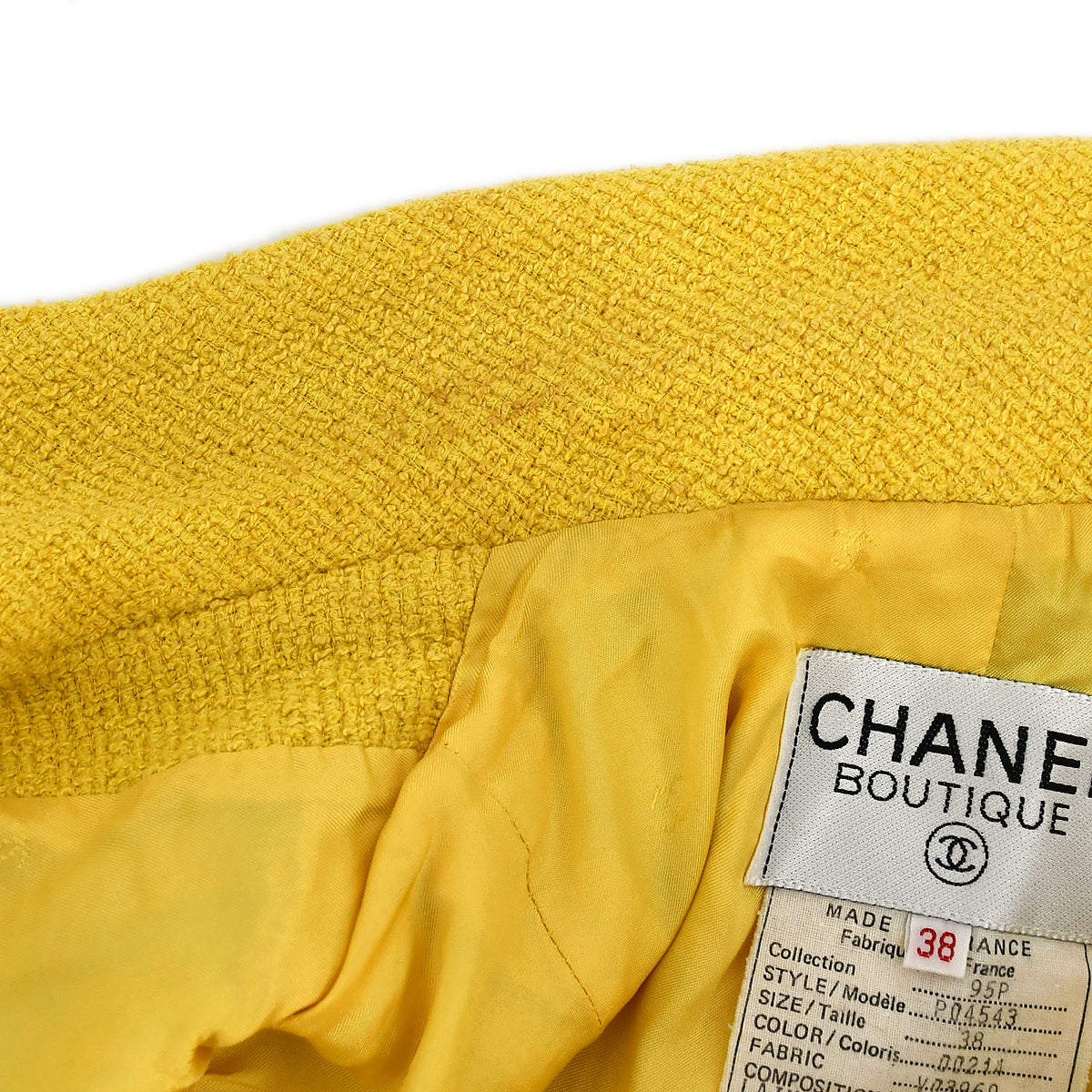 Chanel Single Breasted Jacket Yellow 95P #38