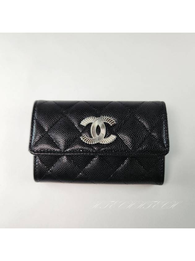 Classic card wallet black caviar snap women s AP4333 Chanel