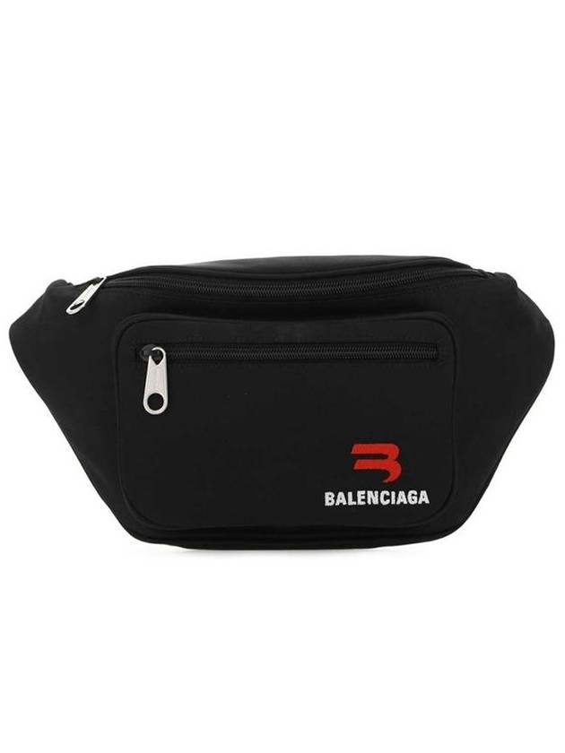 Luxury Balenciaga  Explorer Logo Canvas Belt Bag Black