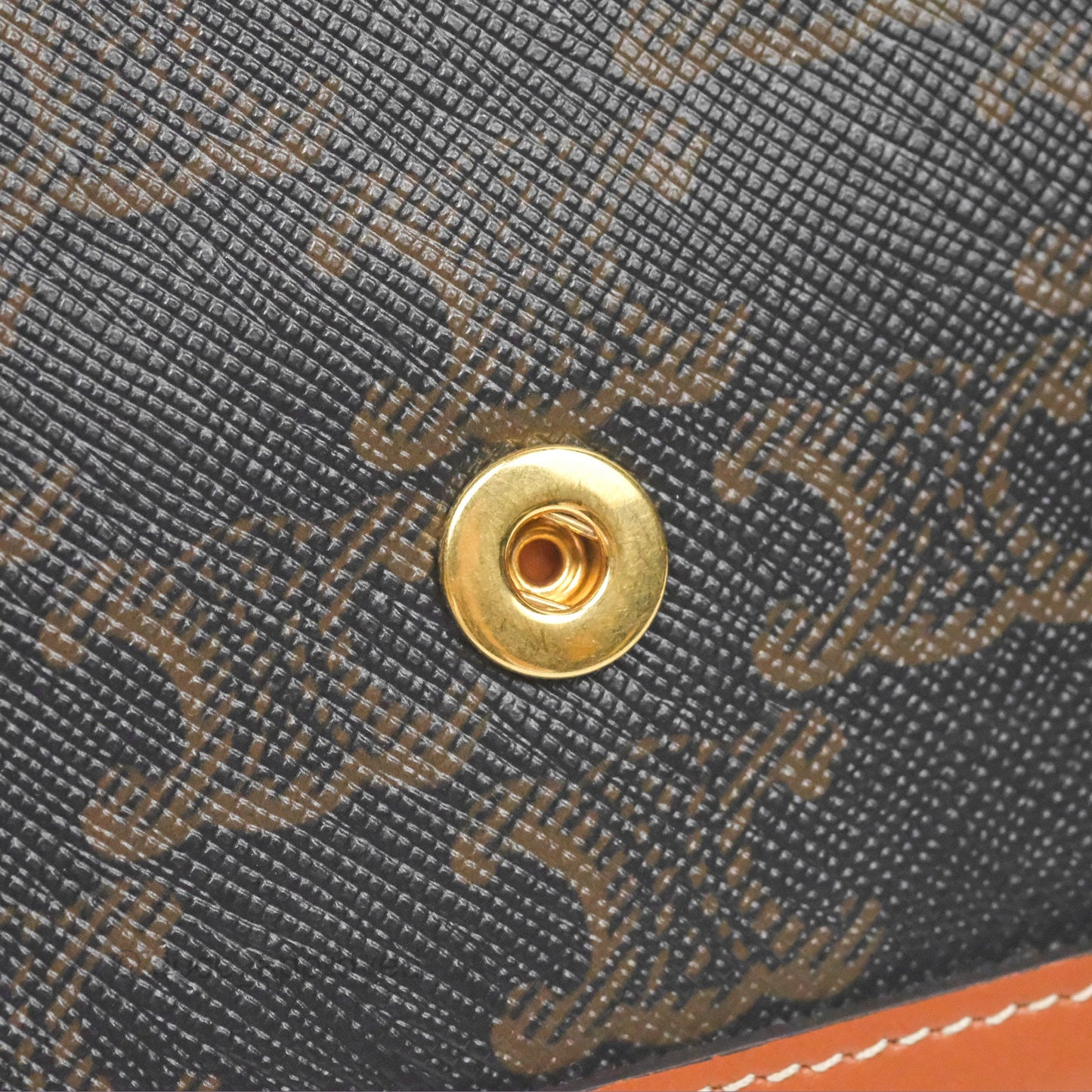 Celine Triomphe Wallet On Chain Canvas Tan Calfskin