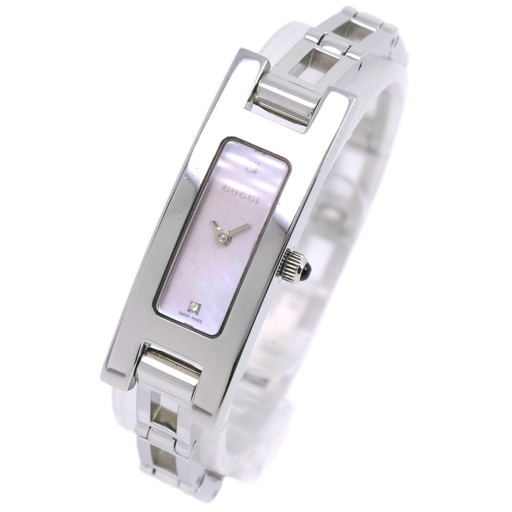 GUCCI Watches Quartz 3900L Stainless Steel Silver 2P diamond Pink shell dial Women Used