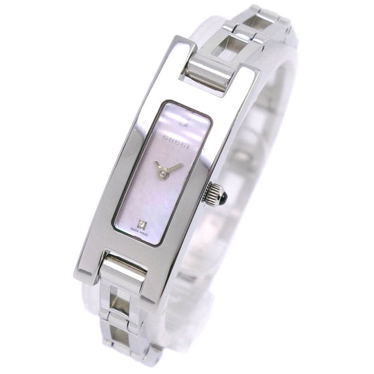 GUCCI Watches Quartz 3900L Stainless Steel Silver 2P diamond Pink shell dial Women Used