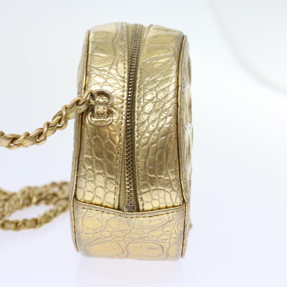 CHANEL Chain Shoulder Bag Calf Leather Gold Cc Auth 57040a