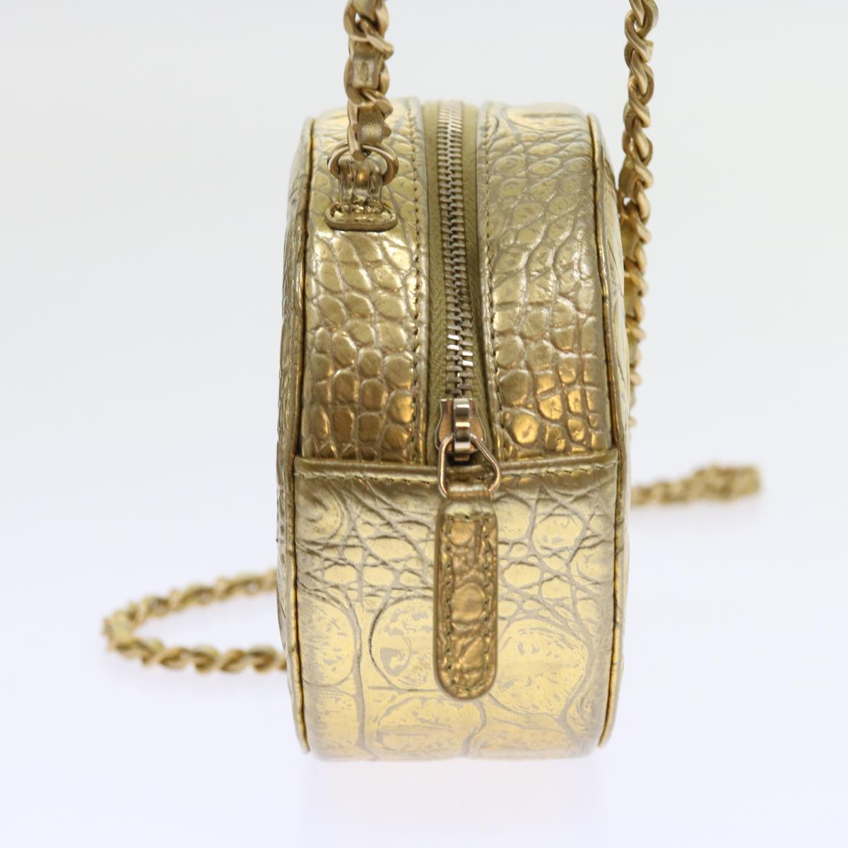 CHANEL Chain Shoulder Bag Calf Leather Gold Cc Auth 57040a