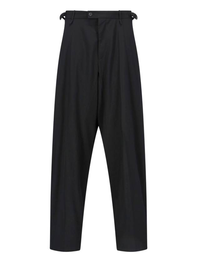 Luxury Balenciaga  Waist Buckle Strap Straight Pants Black