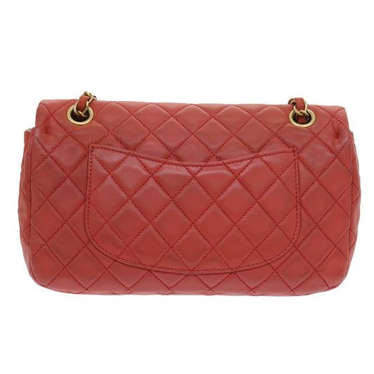 CHANEL Matelasse Chain Shoulder Bag Lamb Skin Valentine Only Pink CC Auth 57072A