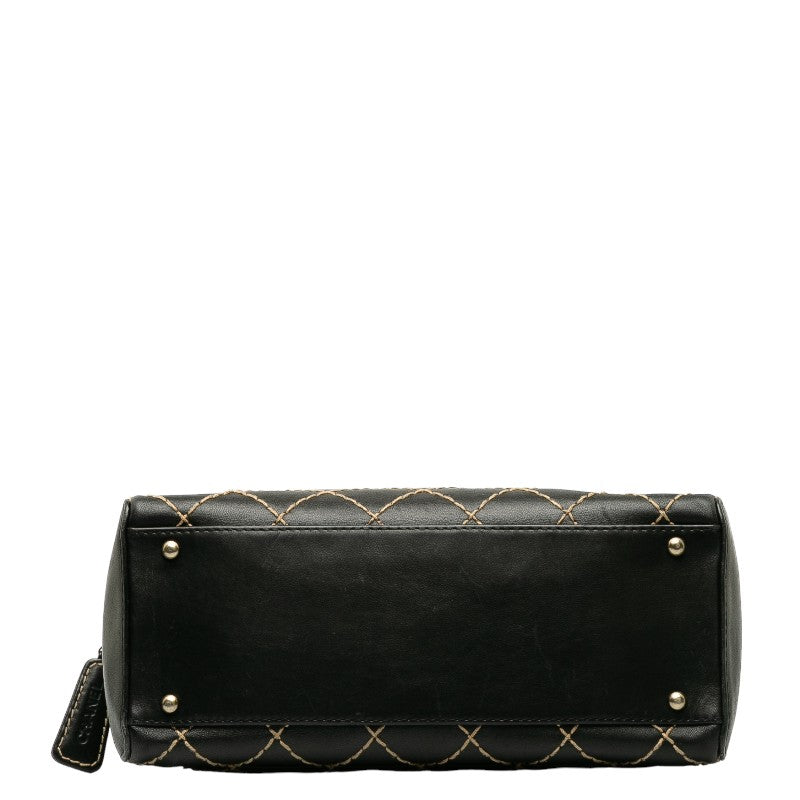 Chanel Cocomark Wild tick Handbags Boston Bag Black Leather  Chanel
