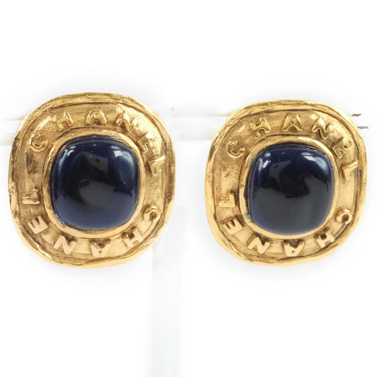 CHANEL Earring Plated Gold, Blue Stone gold Colored stone vintage Women Used