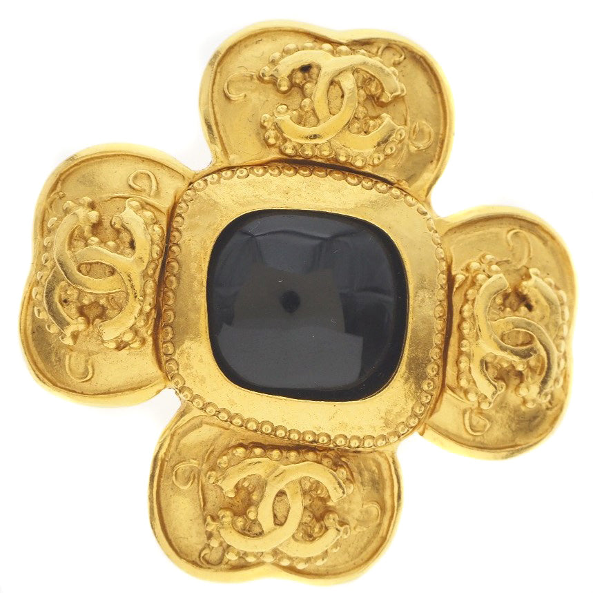 CHANEL Brooch Plated Gold gold vintage COCO Mark Women Used