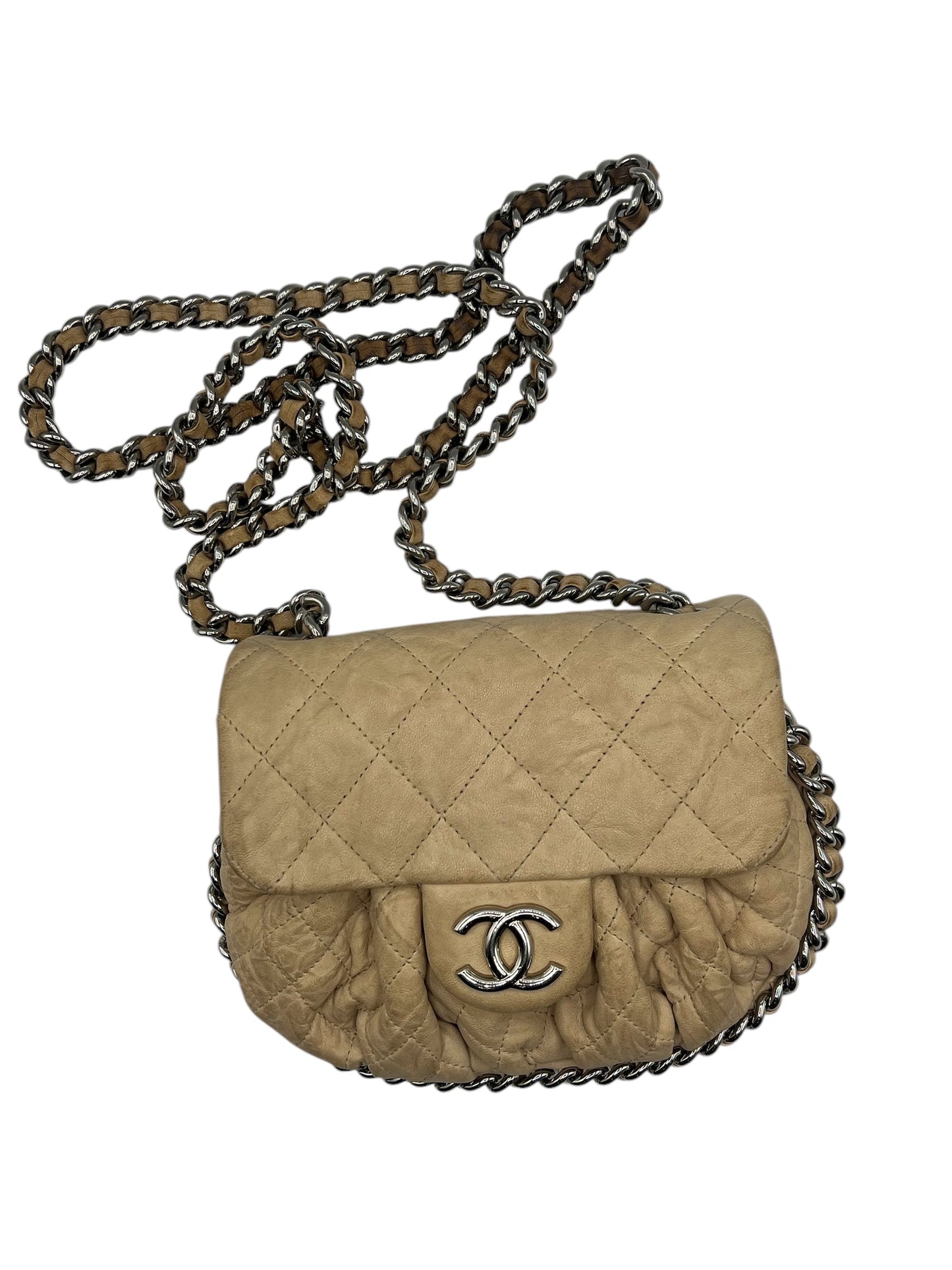 Chanel - sac chain around cuir beige