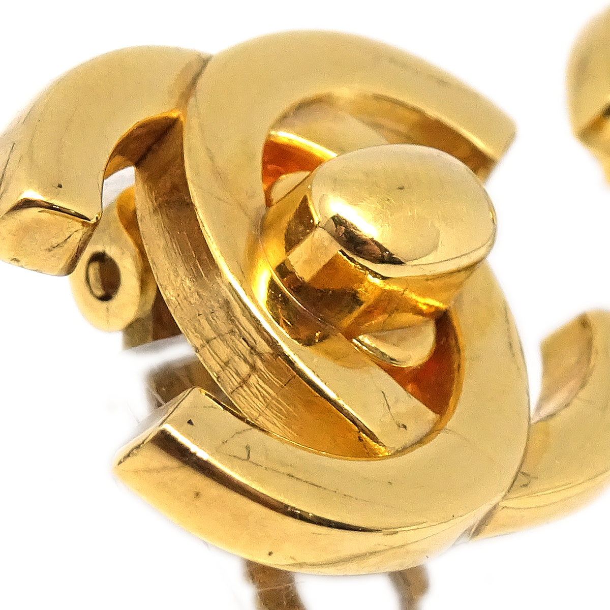 Chanel Turnlock Earrings Clip-On Gold Small 95A