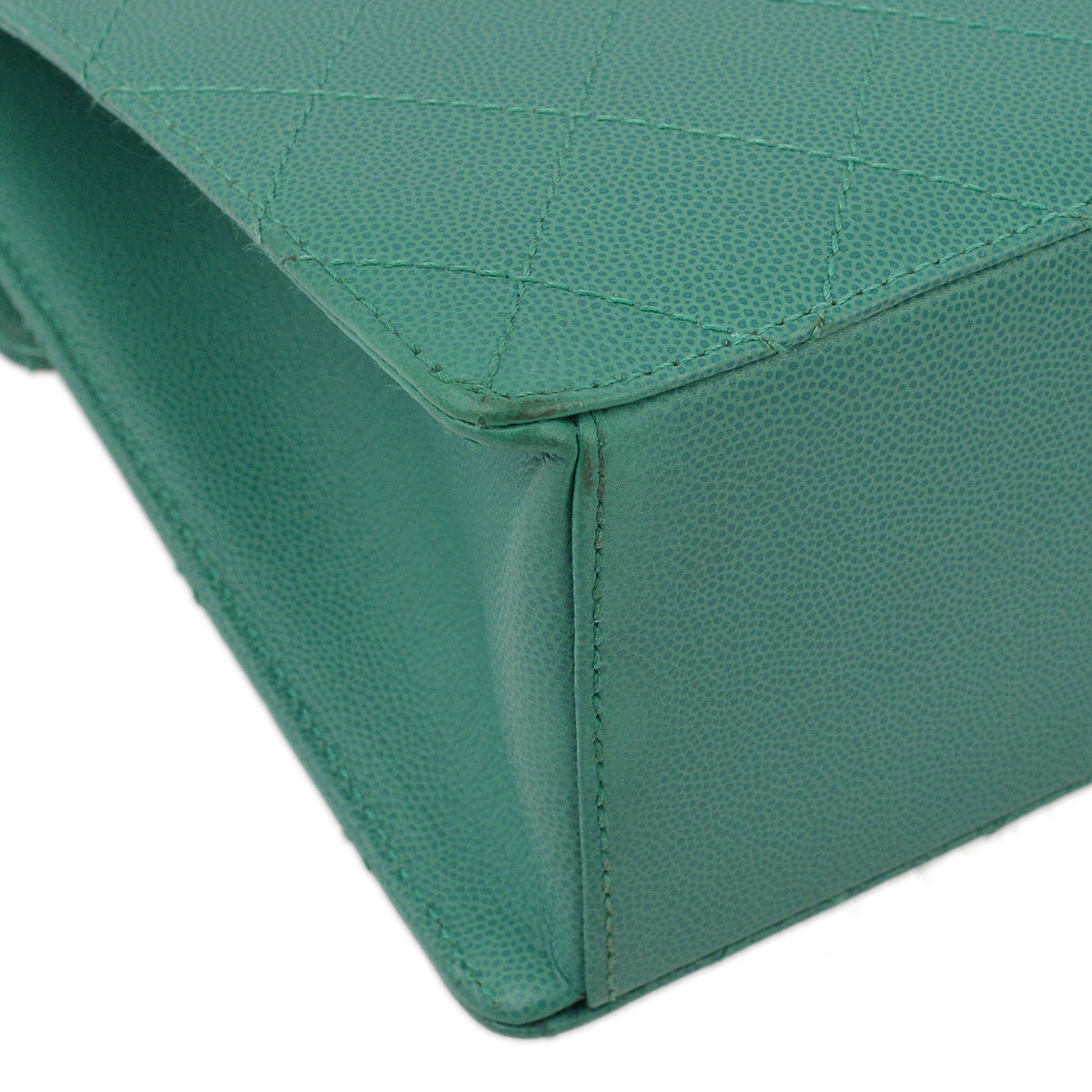 Chanel Green Caviar Letter Flap Handbag