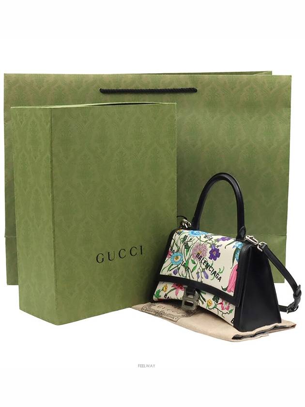 Gucci Luxury Balenciaga  Cotton Canvas Black Leather Hacker Project Flora Small Hour Glass 2WAY