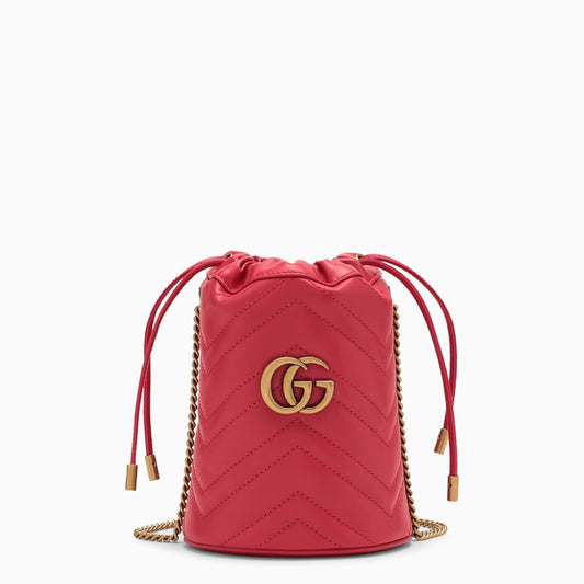 Gucci Gg Marmont Red Leather Bucket Bag Women