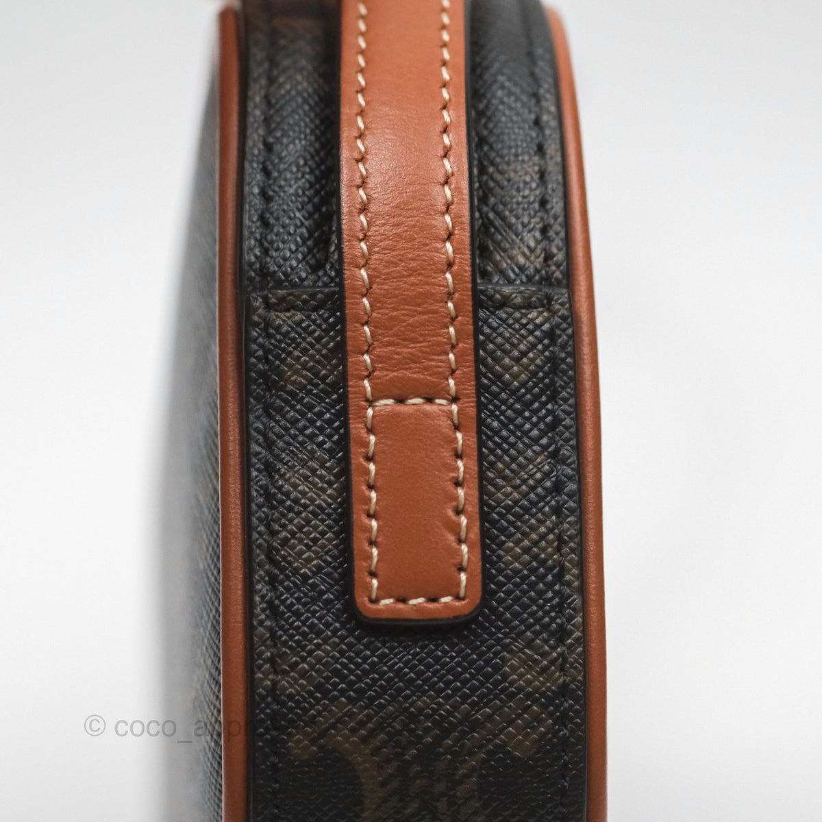 Celine Triomphe Mini Camera Shoulder Bag Tan Calfskin Triomphe Canvas