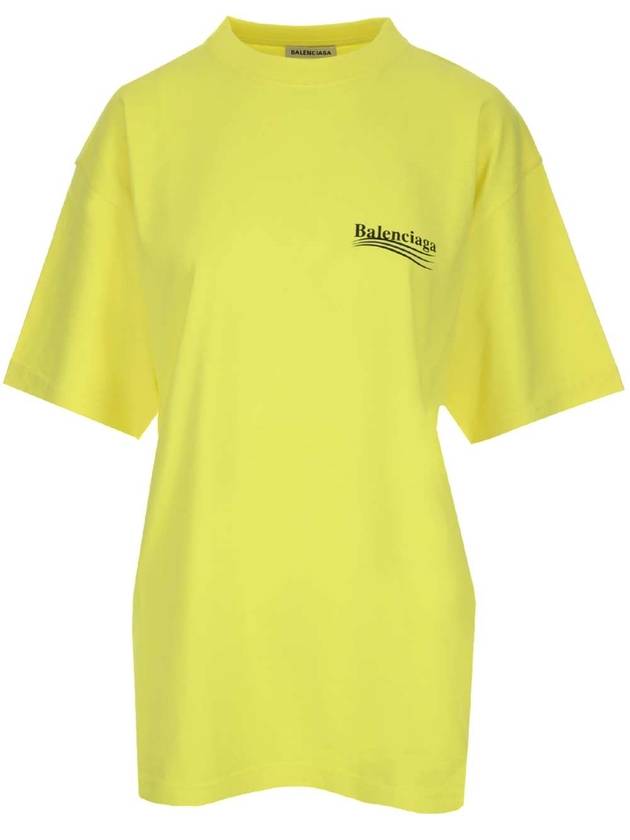 Luxury Balenciaga  Political Campaign Wave Front Large Short Sleeve T-Shirt Neon Yellow