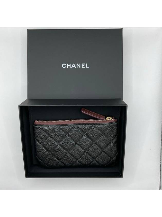 Gold CC Logo Small Calfskin Pouch Bag Black Chanel