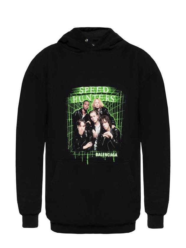Luxury Balenciaga  Speed Hunter Print Hoodie Black