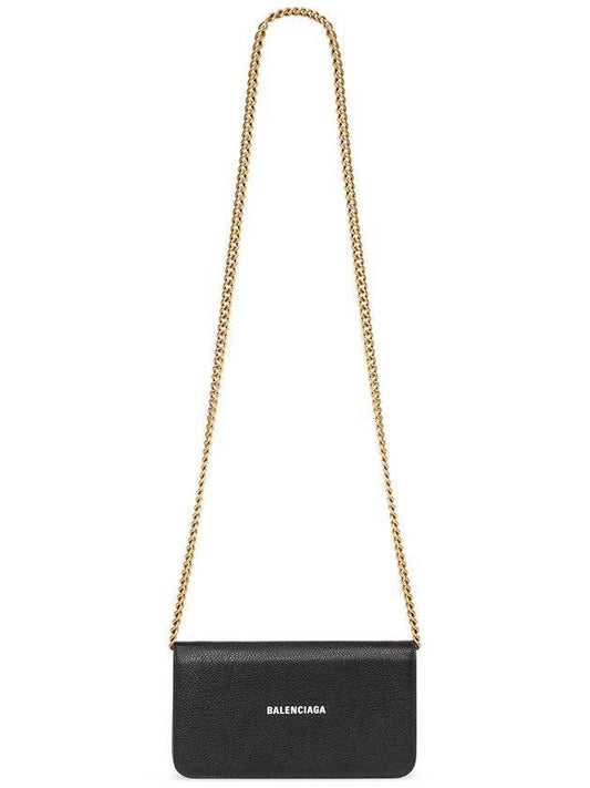 Luxury Balenciaga  Cash Chain Wallet Mini Calfskin Cross Bag Black