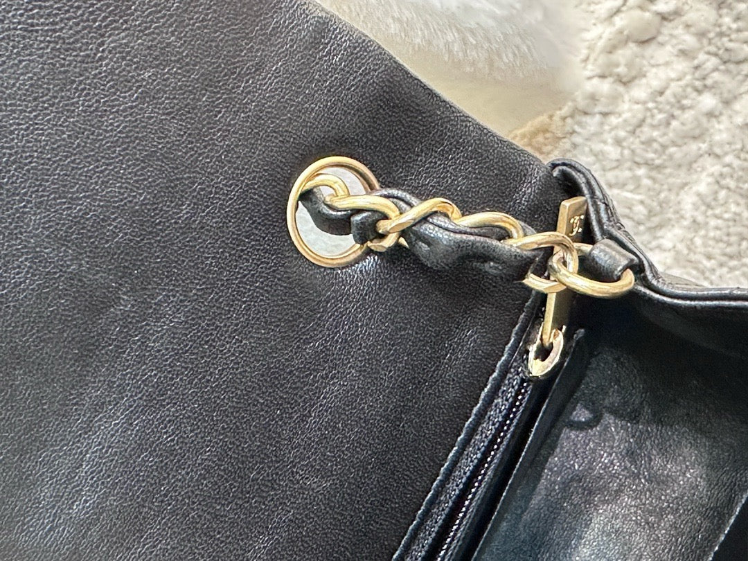 Chanel Mini Rectangular Lambskin Quilted Studded Flap Black