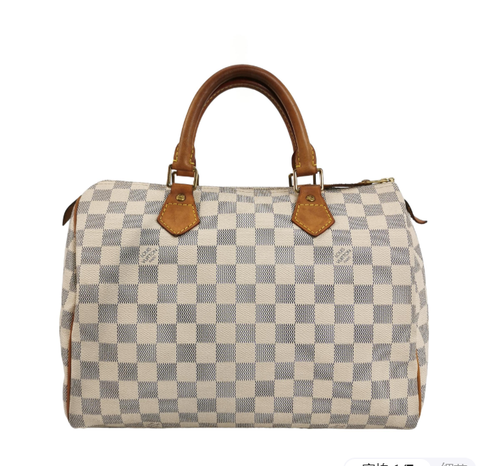 Preloved LV Louis Vuitton Damier Azur speedy 30 bag white 30cm*21cm*17.5cm 250210781057004