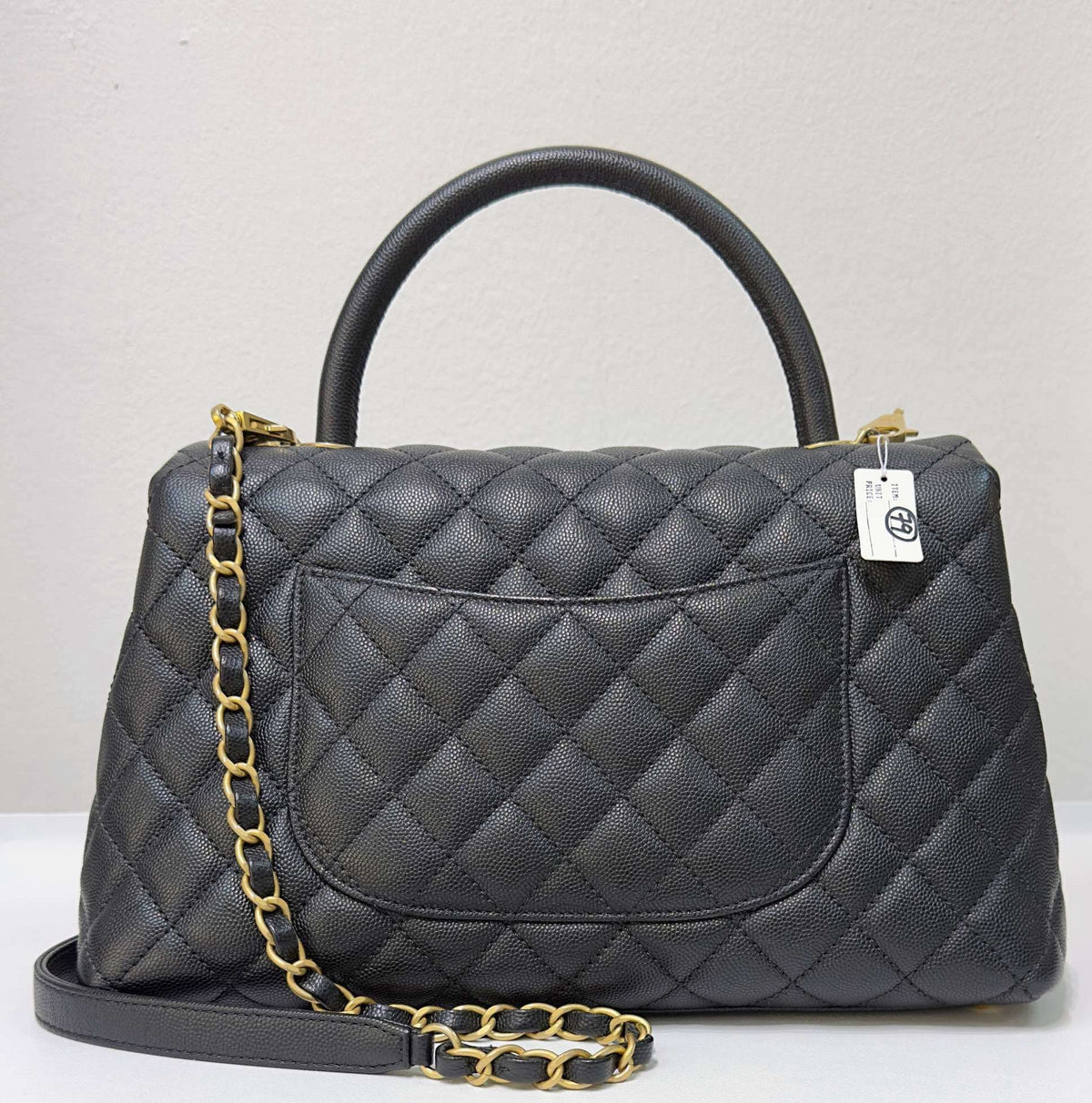 Chanel Medium Caviar Quilted Coco Handle Flap Black GHW