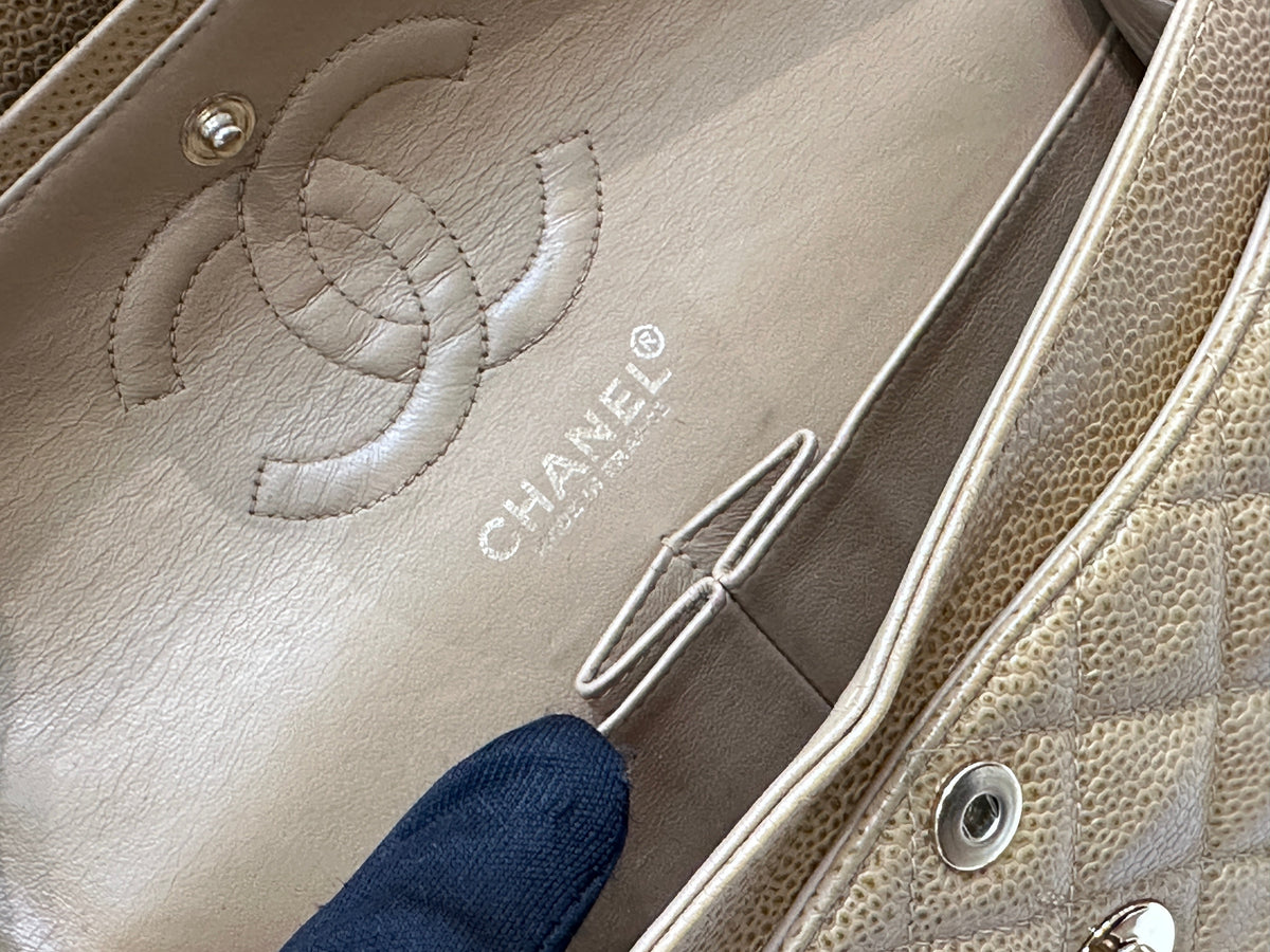 Chanel Small Caviar Quilted Double Flap Bag Beige