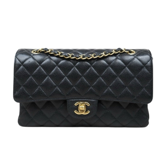 Very Good ( Rank A)｜ Full Set  CHANEL Caviar Skin Matrasse Double Flap 25 Shoulder Bag Black Made In 2020 Year｜S25030103