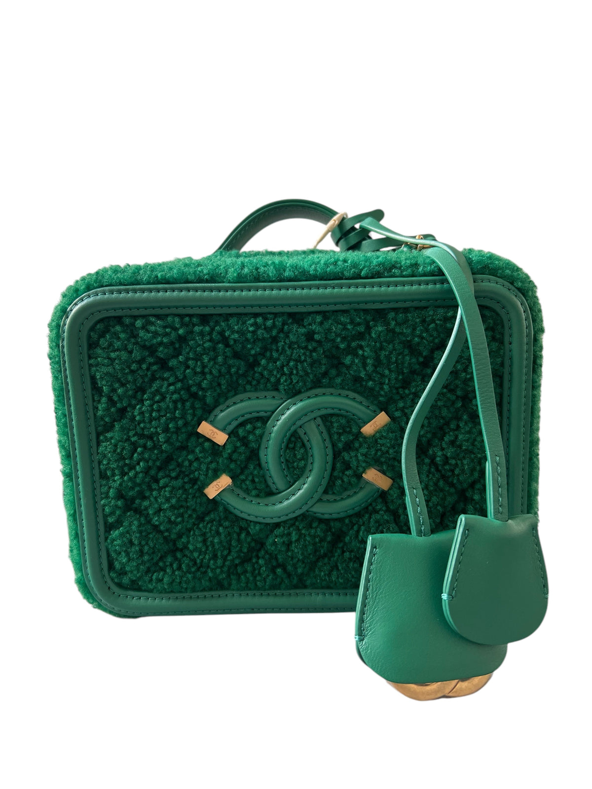 Chanel Shearling Small Filigree Vanity Emerald GHW SYCYR189