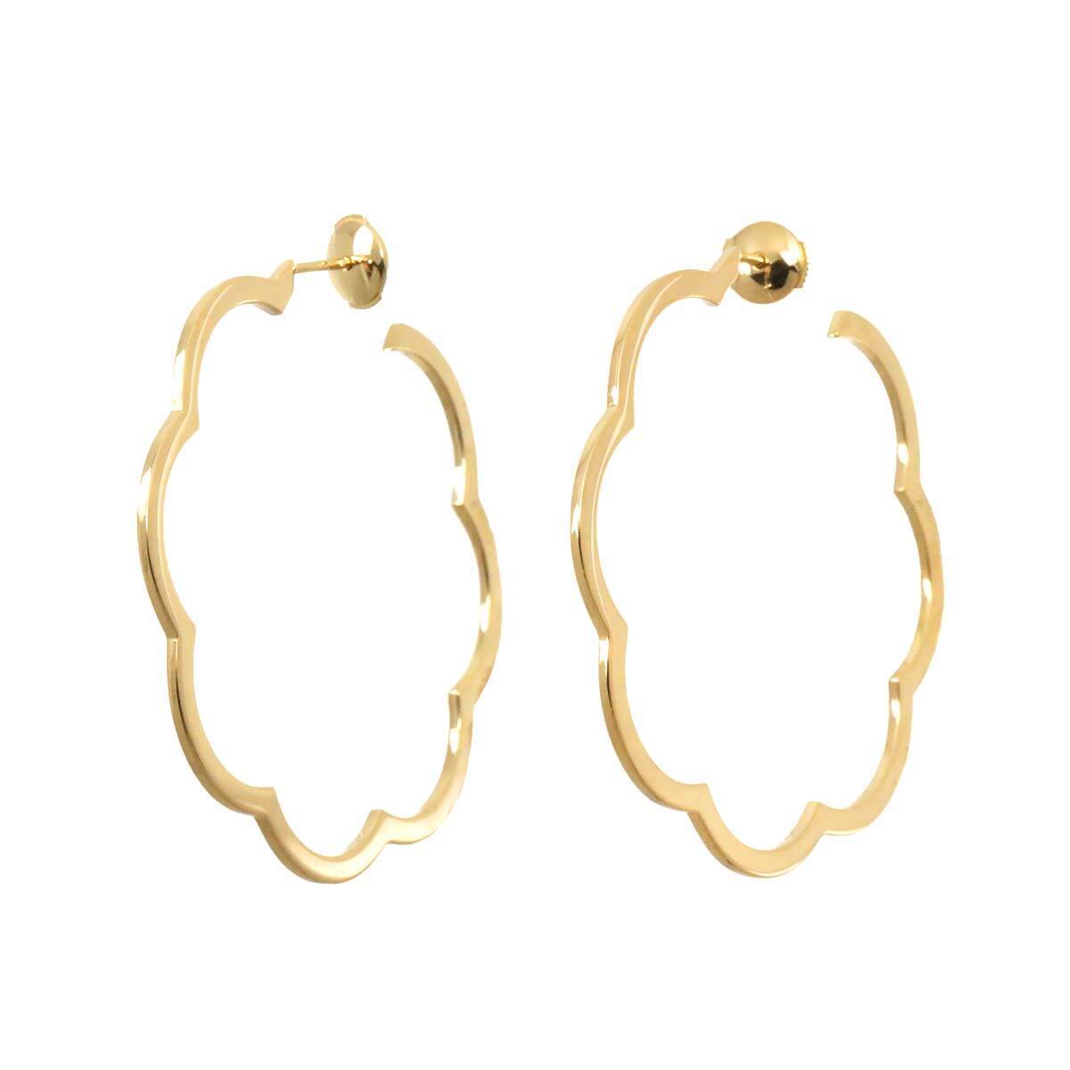 CHANEL Camelia Earrings Pierced 18K Yellow Gold 750 90244908