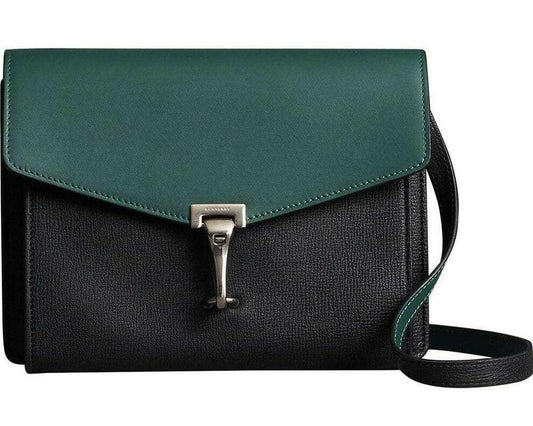 Burberry Macken Two Tone Leather Crossbody Bag Clutch Black Sea Green