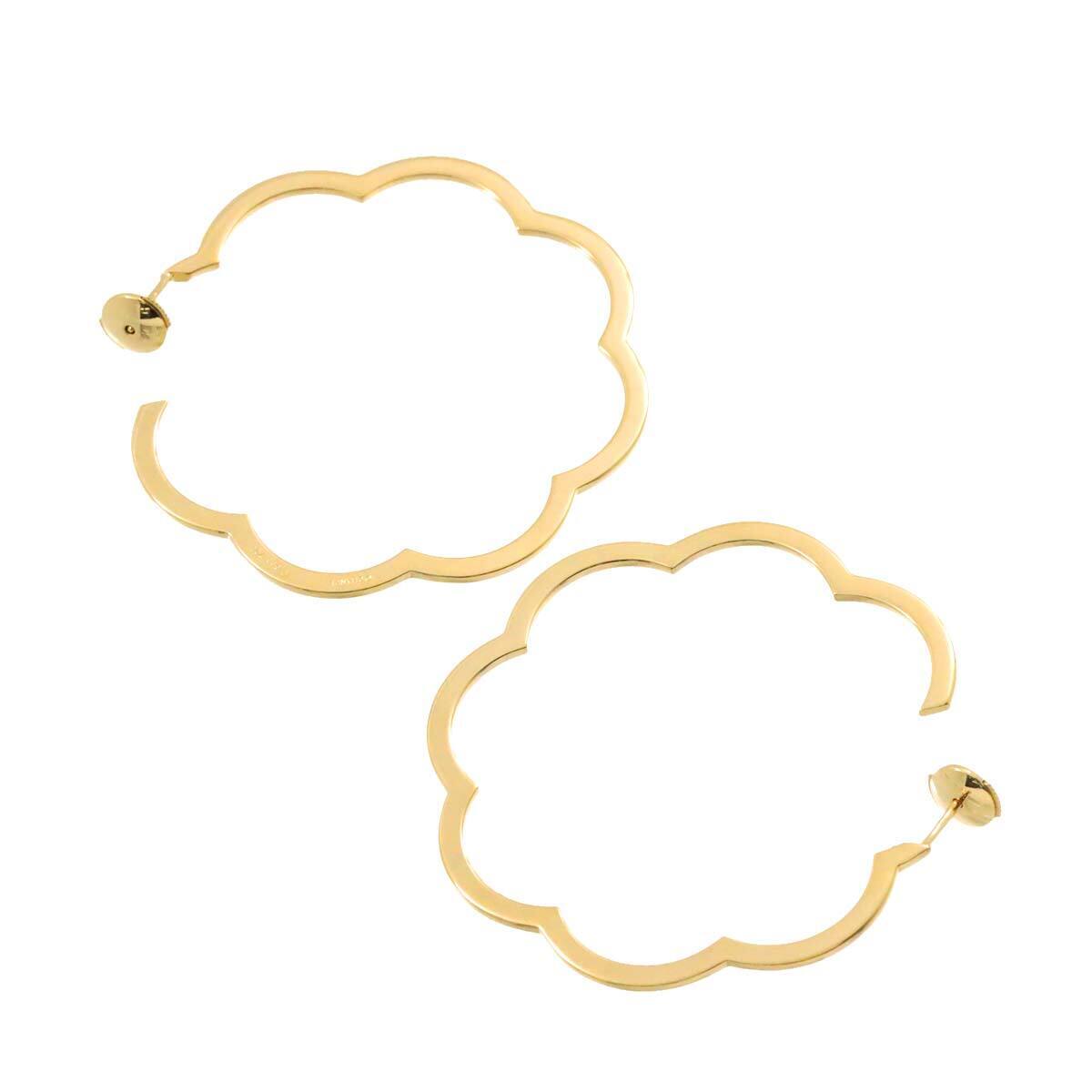 CHANEL Camelia Earrings Pierced 18K Yellow Gold 750 90244908