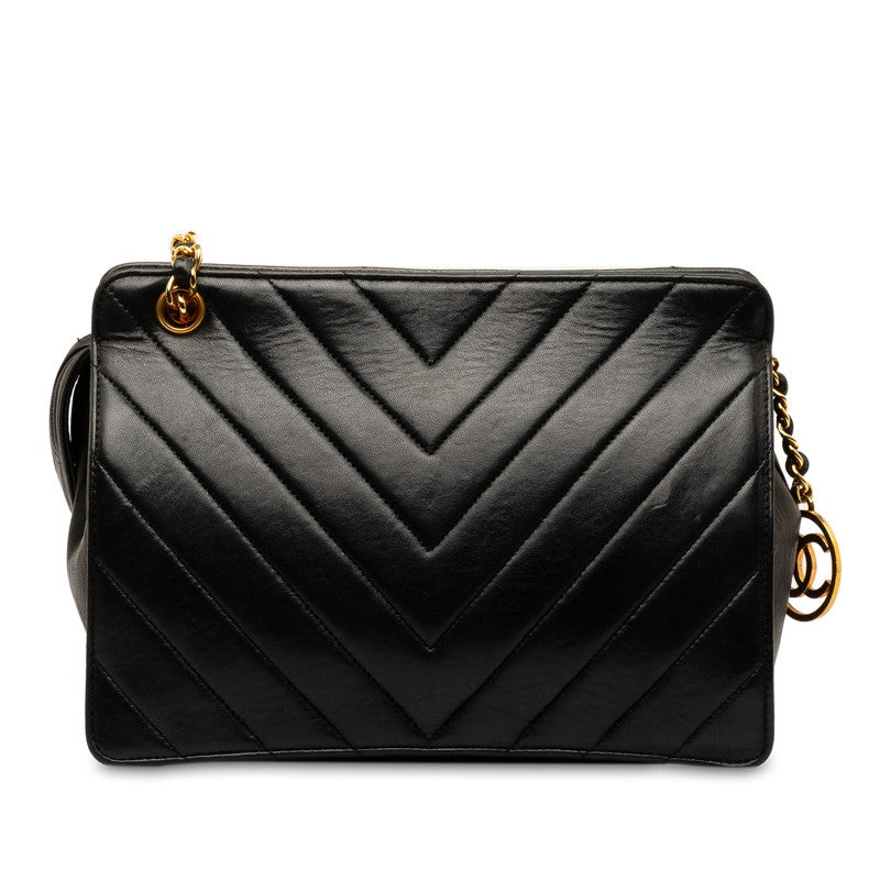 Chanel V Stitch Circus Cochrane  Chain Shoulder Bag Black Lambskin  CHANEL