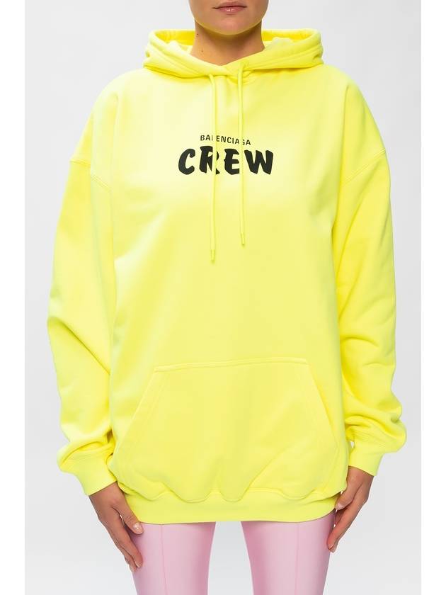 Luxury Balenciaga  Crew Logo Print Oversized Hoodie Yellow